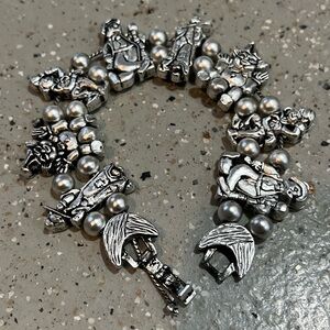 TOFA CIRCUS CLOWNS SLIDE CHARM SILVER TONE FASHION BRACELET NEW IN  PACKAGE